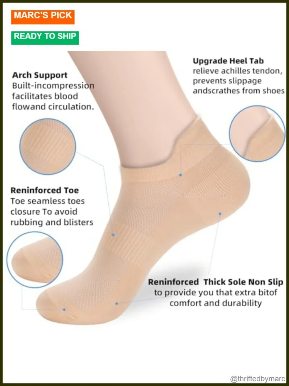 Ankle Socks Thin Athletic Running Low Cut No Show Socks With Heel Tab 6-12 Pairs